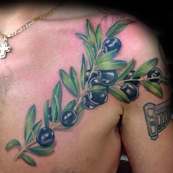 30 Olivenbaum Tattoo Designs für Männer - Olea Europaea Tinte Ideen  