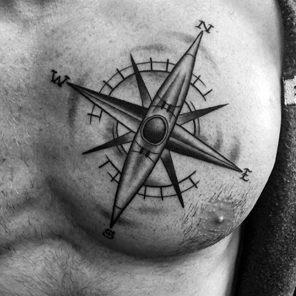 50 einfache Kompass Tattoos für Männer - gerichtete Design-Ideen  