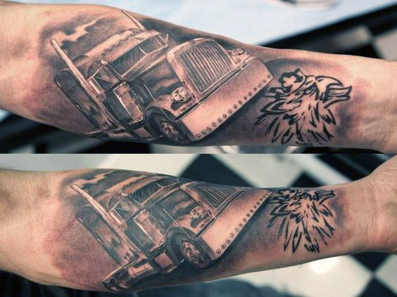 60 Truck Tattoos für Männer - Vintage und Big Rig Ink Design-Ideen  