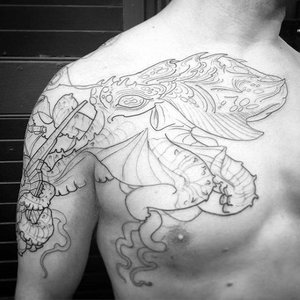 40 Octopus Brust Tattoo Designs für Männer - Oceanic Ink Ideen  