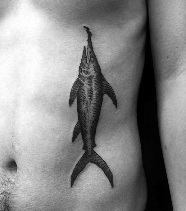 40 Schwertfisch Tattoo Designs für Männer - Billfish Ink Ideen  