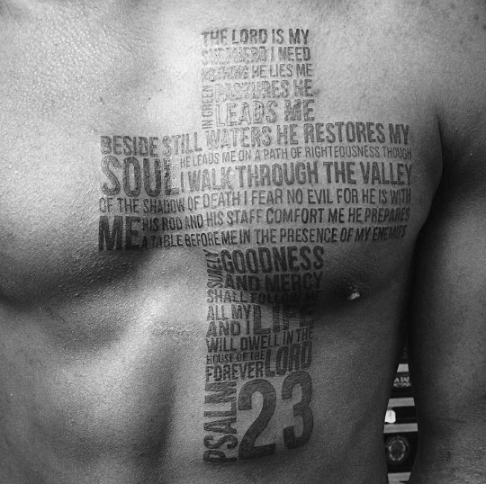 40 Psalm 23 Tattoo Designs für Männer - Bibel Vers Ink Ideen  