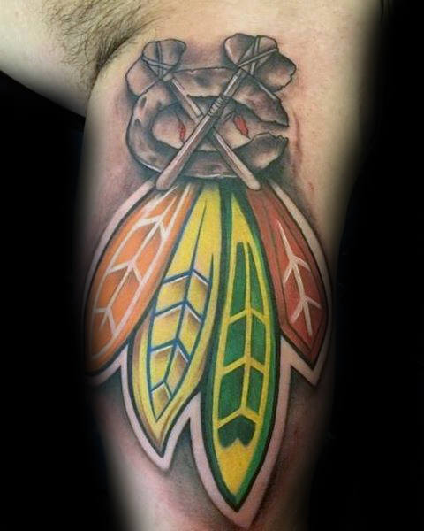 40 Chicago Blackhawks Tattoo-Designs für Männer - Hockey-Tinte-Ideen  