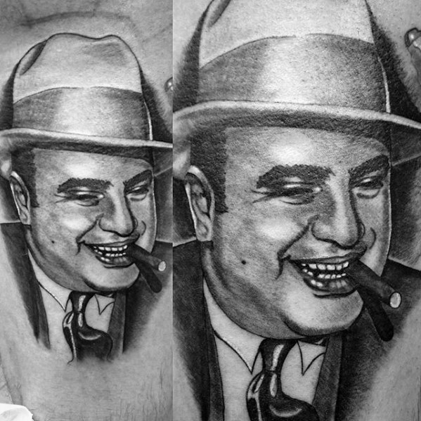 50 Al Capone Tattoos für Männer - Gangster Design-Ideen  