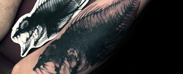 50 Fisch Skelett Tattoo Designs für Männer XRay Ink Ideen Mann