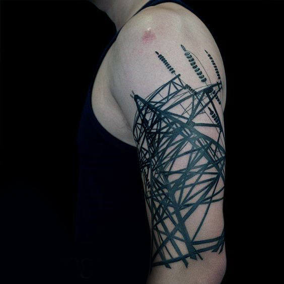 50 Lineman Tattoos für Männer - elektrische Design-Ideen  
