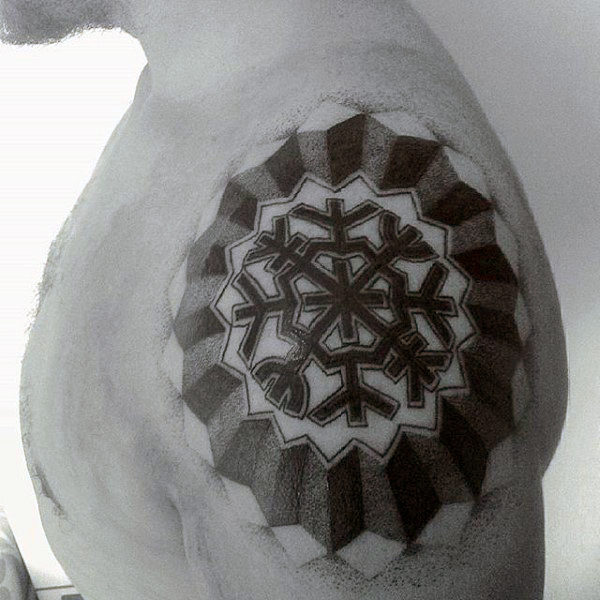 100 Snowflake Tattoo Designs für Männer - Eiskristall-Tinten-Ideen  