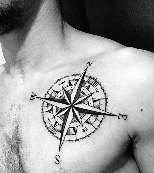 50 einfache Kompass Tattoos für Männer - gerichtete Design-Ideen  