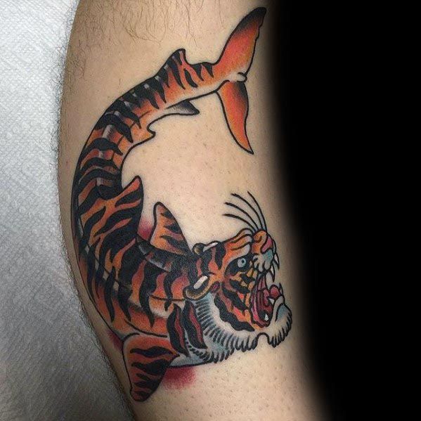 50 Tiger Shark Tattoo Designs für Männer - Sea Tiger Ink Ideen  