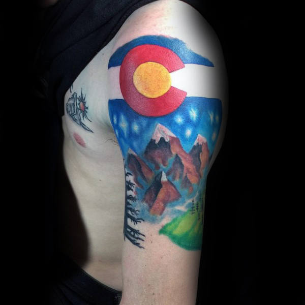 50 Colorado Tattoos für Männer - Rocky Mountain Design-Ideen  