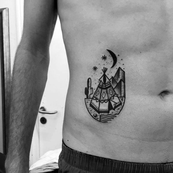 40 Tipi Tattoo Designs für Männer - Tipi Tent Ink Ideen  