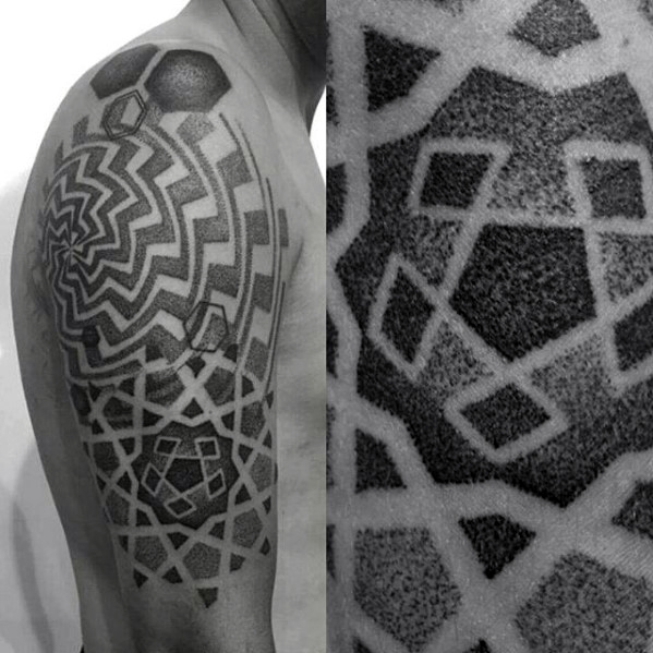 50 geometrische Arm Tattoo Designs für Männer - Bizeps-Tinten-Ideen  