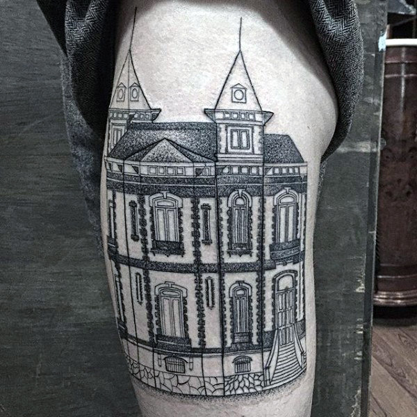 90 Building Tattoos für Männer - Architektur Ink Design-Ideen  