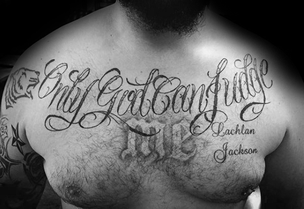 60 nur Gott kann mich beurteilen Tattoo Designs für Männer - zitieren Sie Tinte Ideen  