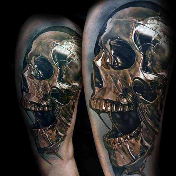 50 3D Skull Tattoo Designs für Männer - Cool Cranium Ink Ideen  