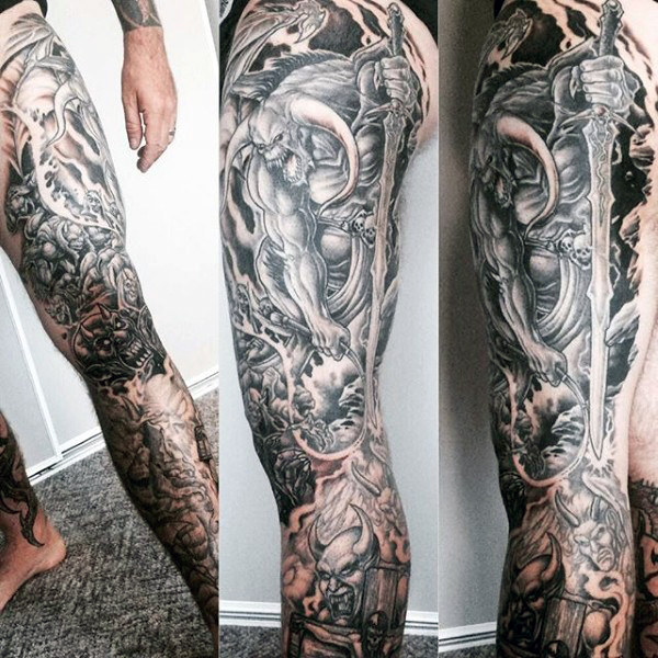 90 Dämon Tattoos für Männer - Devilish Exterieur Design-Ideen  