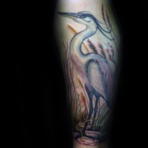 70 Heron Tattoo Designs für Männer - Coastal Bird Ink Ideen  