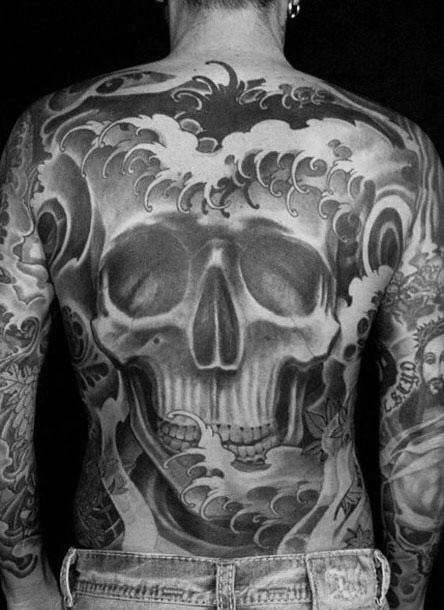 40 japanische Schädel Tattoo Designs für Männer - Cool Cranium Ink Ideen  