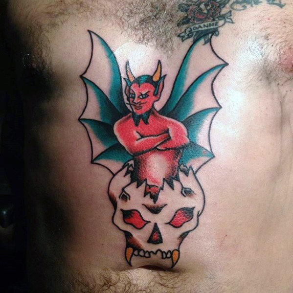 50 traditionelle Teufel Tattoo Designs für Männer - Old School-Ideen  