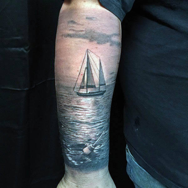 60 Segelboot Tattoo Designs für Männer - ein Gefühl von nautischen Raffinesse  