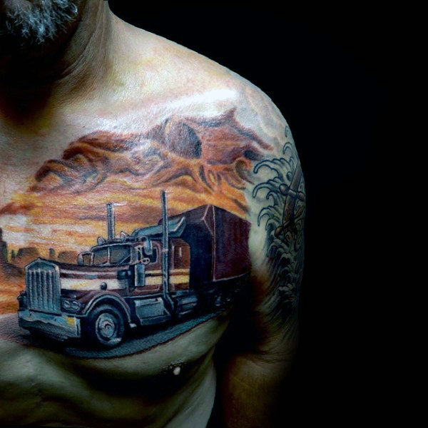 60 Truck Tattoos für Männer - Vintage und Big Rig Ink Design-Ideen  