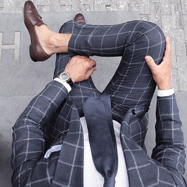 Top 60 Best Navy Blue Suit Brown Schuhe Styles für Männer - Herrenmode Ideen  