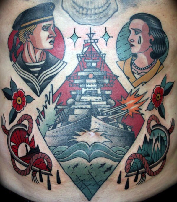 40 Schlachtschiff Tattoo Designs für Männer - Manly Ink Ideen  