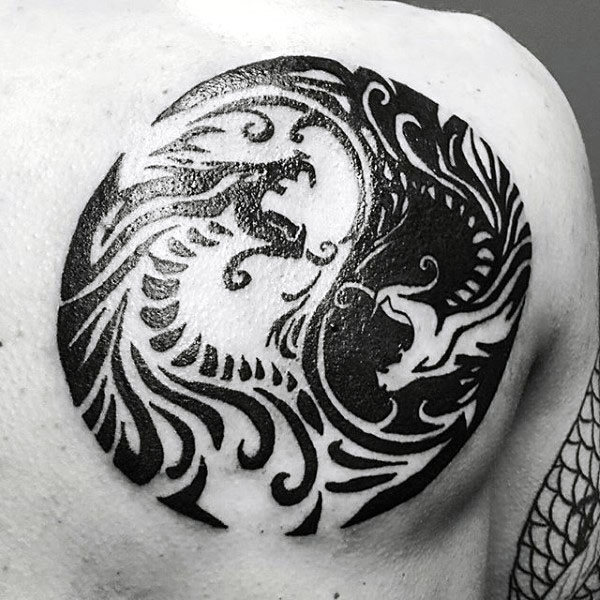 60 Tribal Dragon Tattoo Designs für Männer - antike mythologische Ideen  
