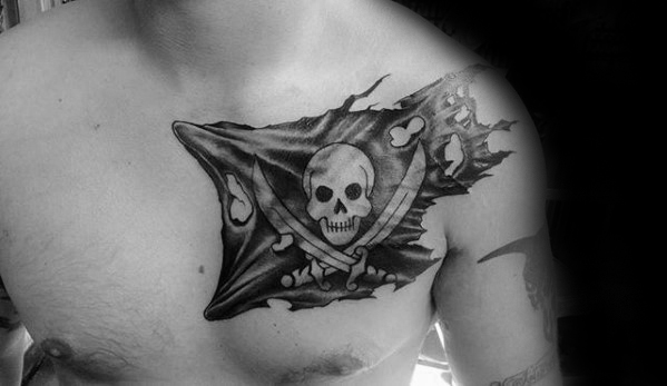 40 Piraten Flagge Tattoo-Designs für Männer - Jolly Roger Ink Ideen  