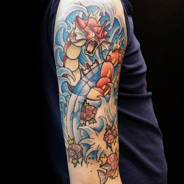 30 Magikarp Tattoo Designs für Männer - Pokemon Fisch Ideen  