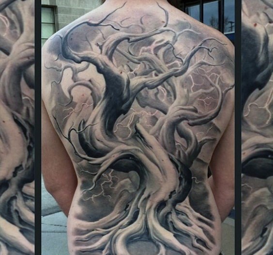 40 Baum zurück Tattoo Designs für Männer - Holz Tinte Ideen  