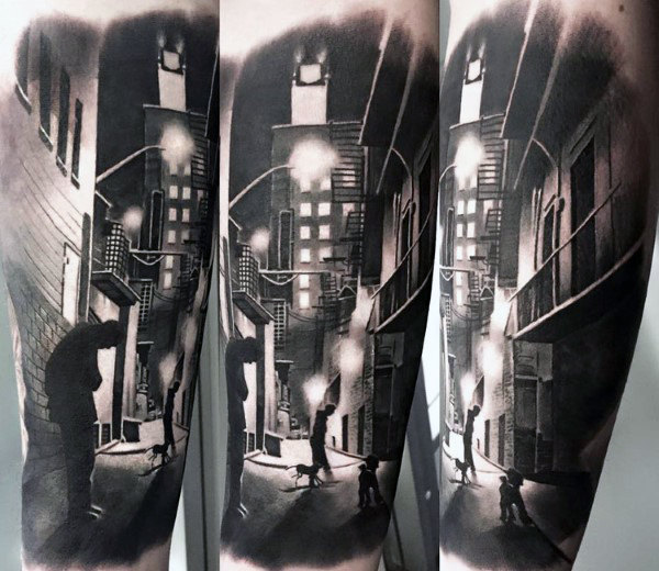 90 Building Tattoos für Männer - Architektur Ink Design-Ideen  