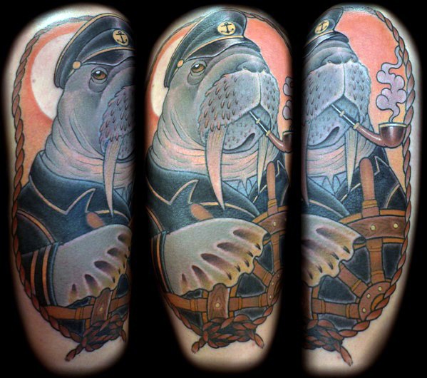 40 Walross Tattoo Designs für Männer - Marine Säugetier Tinte Ideen  