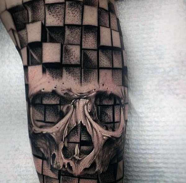 50 3D Skull Tattoo Designs für Männer - Cool Cranium Ink Ideen  