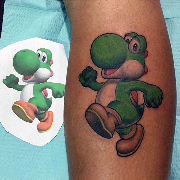 60 Yoshi Tattoo Designs für Männer - Nintendo Ink Ideen  