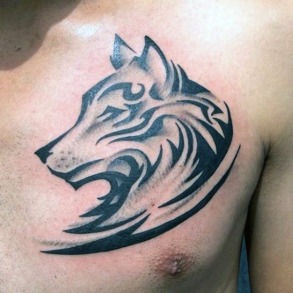 50 Tribal Wolf Tattoo Designs für Männer - Hunde-Tinte Ideen  