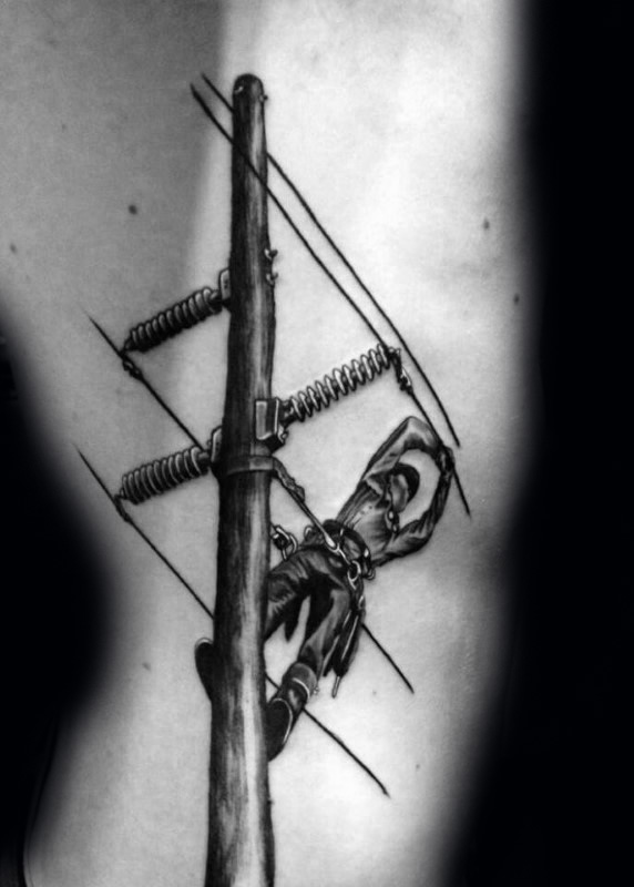 50 Lineman Tattoos für Männer - elektrische Design-Ideen  