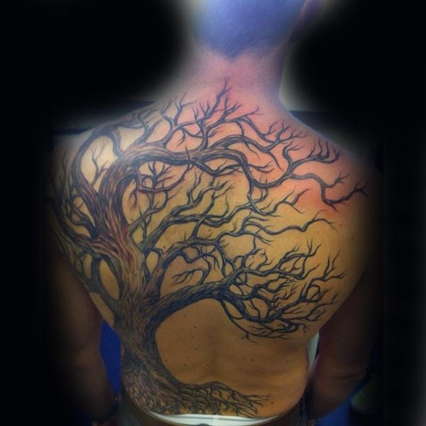 40 Baum zurück Tattoo Designs für Männer - Holz Tinte Ideen  