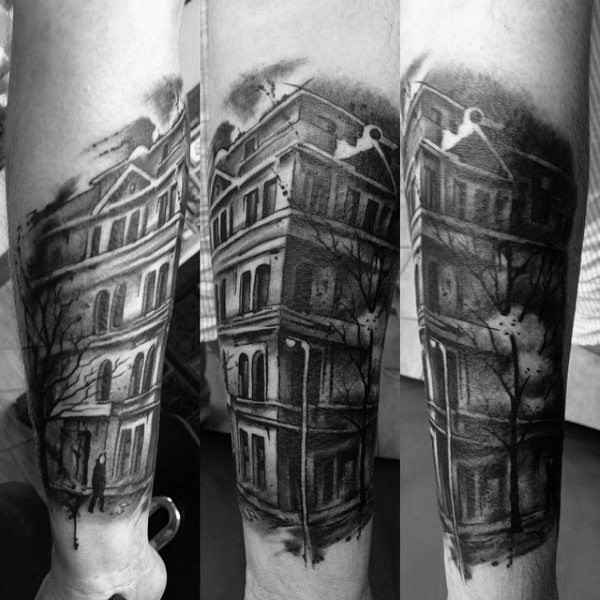 90 Building Tattoos für Männer - Architektur Ink Design-Ideen  