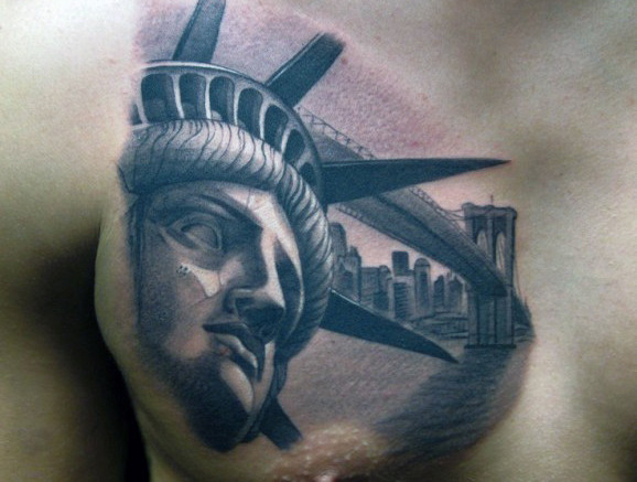 70 Freiheitsstatue Tattoo Designs für Männer - eine kolossale neoklassische Skulptur  