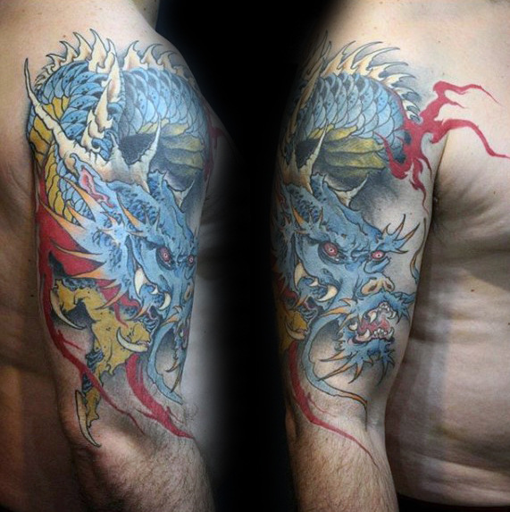 70 Dragon Arm Tattoo Designs für Männer - Fire Atmung Tinte Ideen  