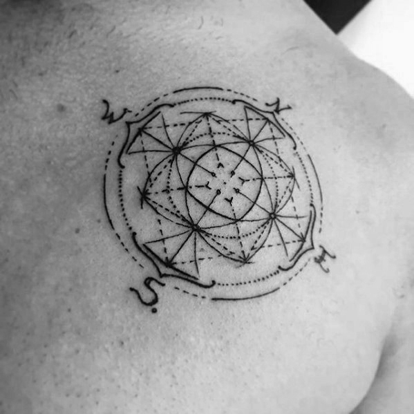 40 geometrische Kompass Tattoo Designs für Männer - coole Geometrie Ideen  
