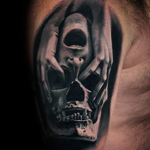 50 3D Skull Tattoo Designs für Männer - Cool Cranium Ink Ideen  