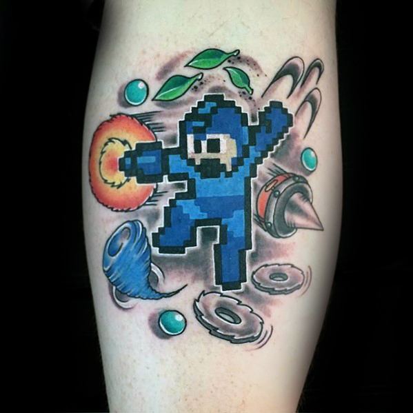 50 Megaman Tattoo Designs für Männer - Videospiel-Tinten-Ideen  