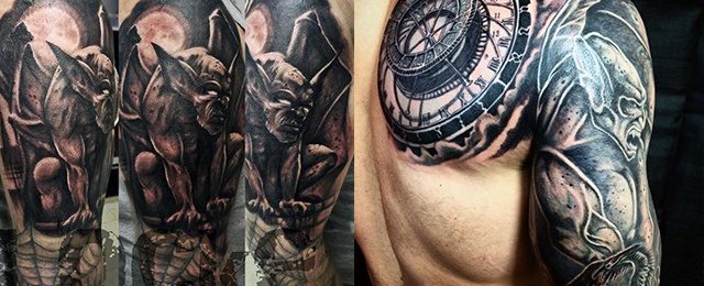 70 Gargoyle Tattoo Designs für Männer Steinstatue Ideen Mann Stil