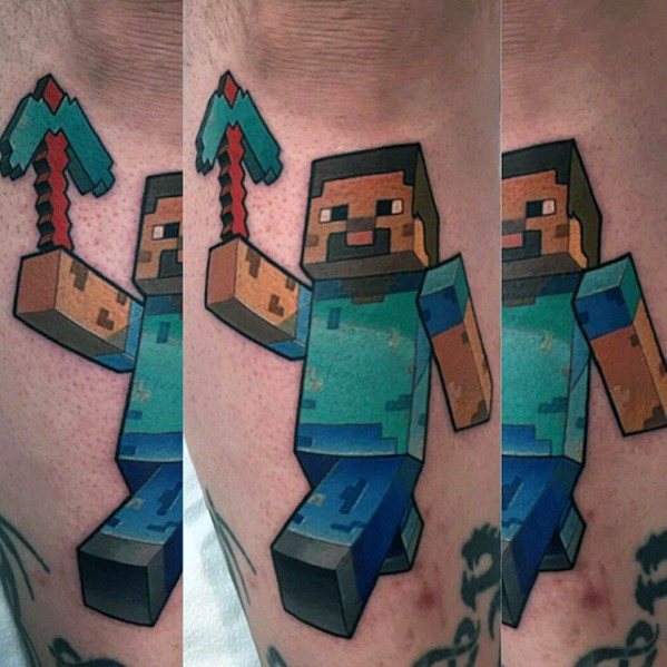 30 Minecraft Tattoo Designs für Männer - Sandbox Videospiel-Ideen  