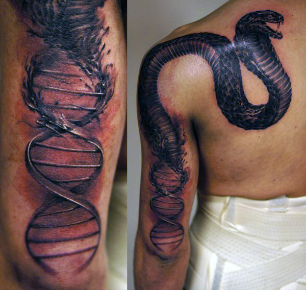 60 DNA-Tattoo-Designs für Männer - selbstreplizierende genetische Tinte  