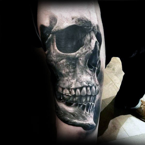 50 3D Skull Tattoo Designs für Männer - Cool Cranium Ink Ideen  