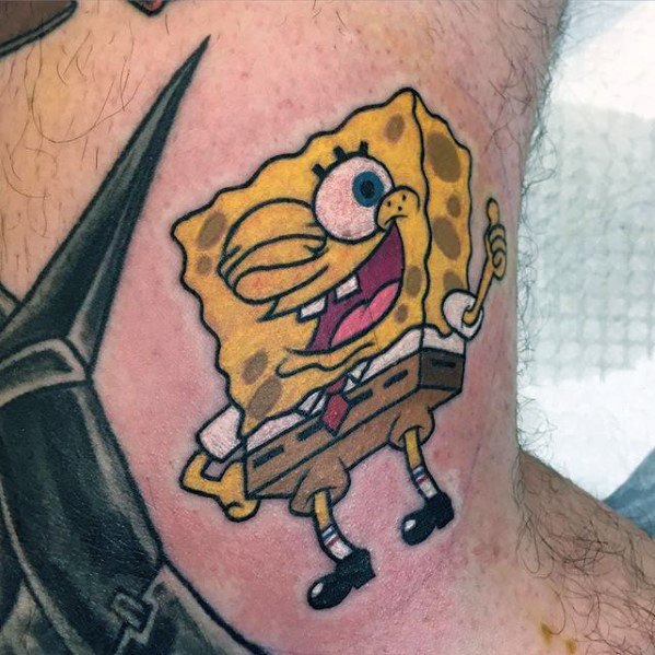 50 SpongeBob Tattoo-Designs für Männer - Cartoon-Tinte Ideen  