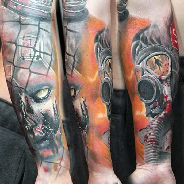 100 Gasmaske Tattoo Designs für Männer - ein Hauch von frischen Ideen  